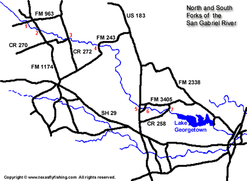 San Gabriel River map