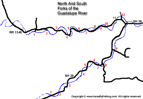 North and South Forks of Guadalupe River Map