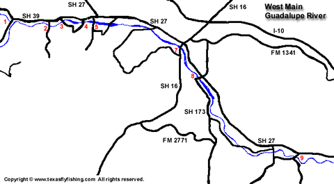 Western portion of the main Guadalupe River Map
