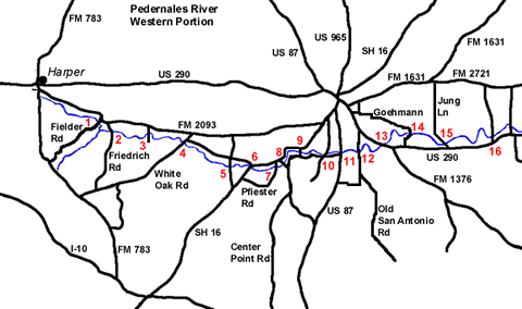 Pedernales River map